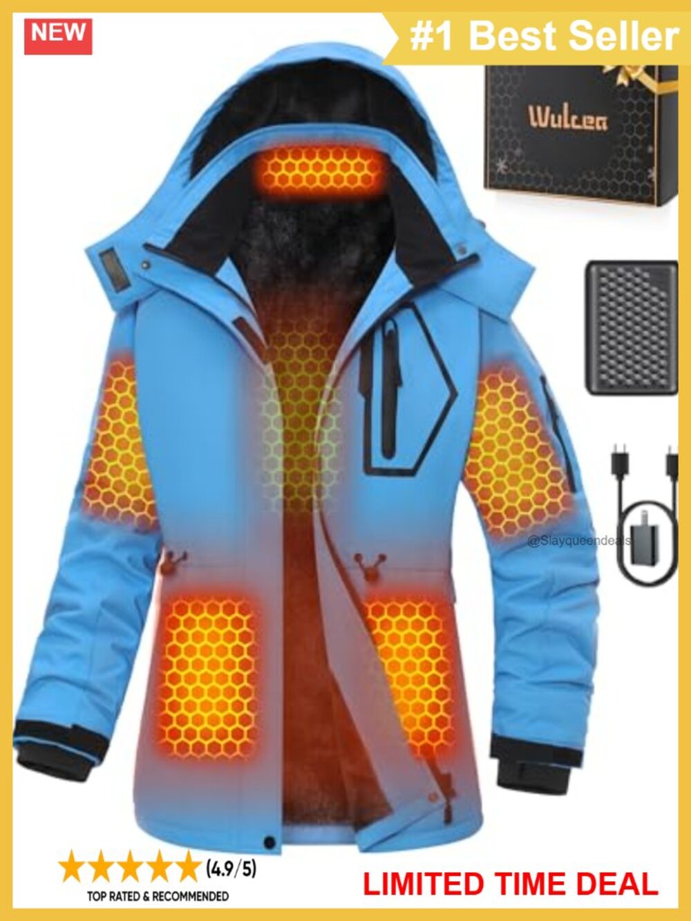 Graphene Heated Jacket 12V 18400mAh Waterproof Quilted Hood